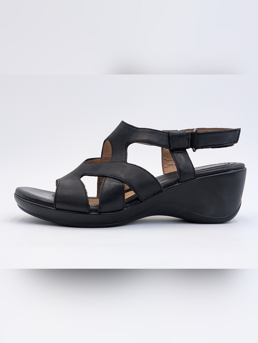 Naturalizer Tanner Size 7.5M Genuine Black Leather Ergonomic Footbed Slingback - Picture 3 of 16